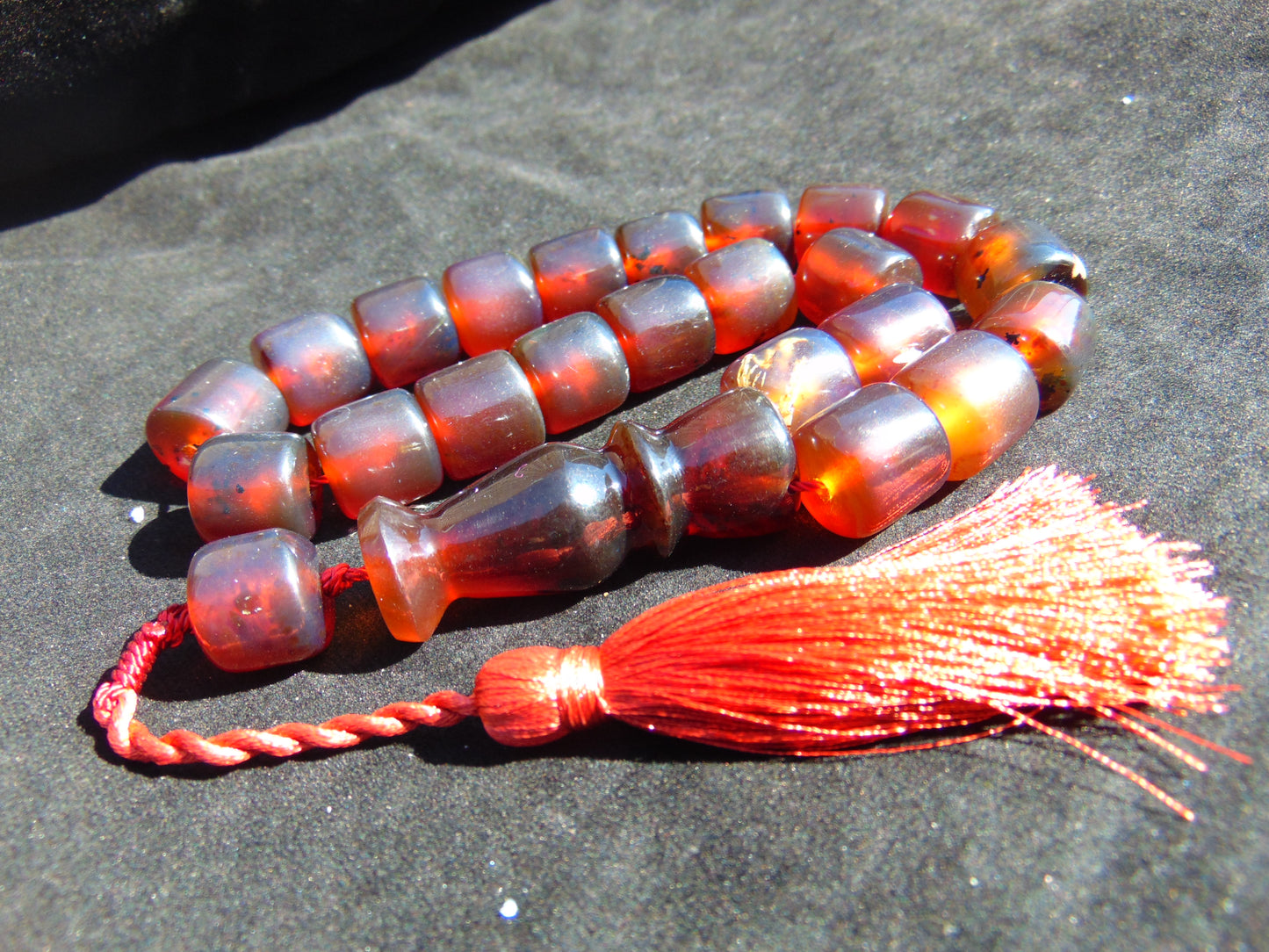 62 gr Komboloi Rosary 62 Beads Indonesian Red Blue Amber for Healing 26COER2