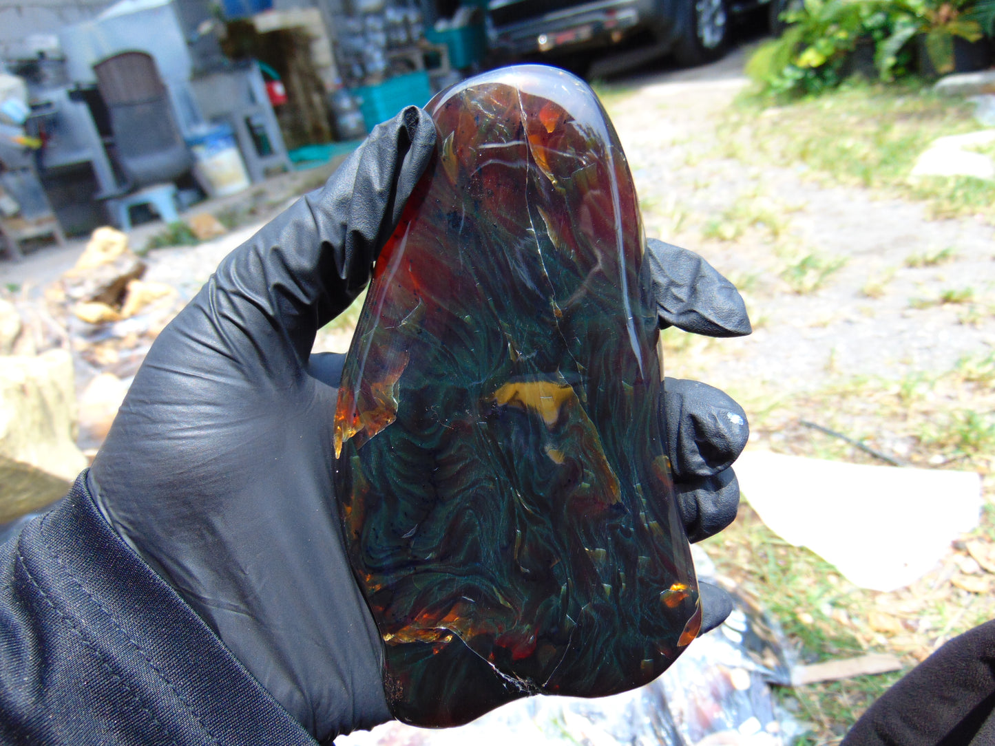 137 gram Slab polished Indonesian Sumatra Green Amber for Healing 25N164
