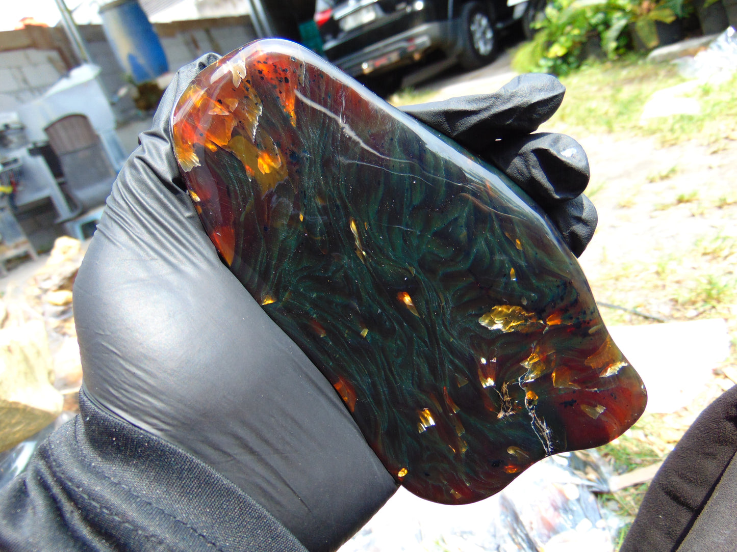 137 gram Slab polished Indonesian Sumatra Green Amber for Healing 25N164