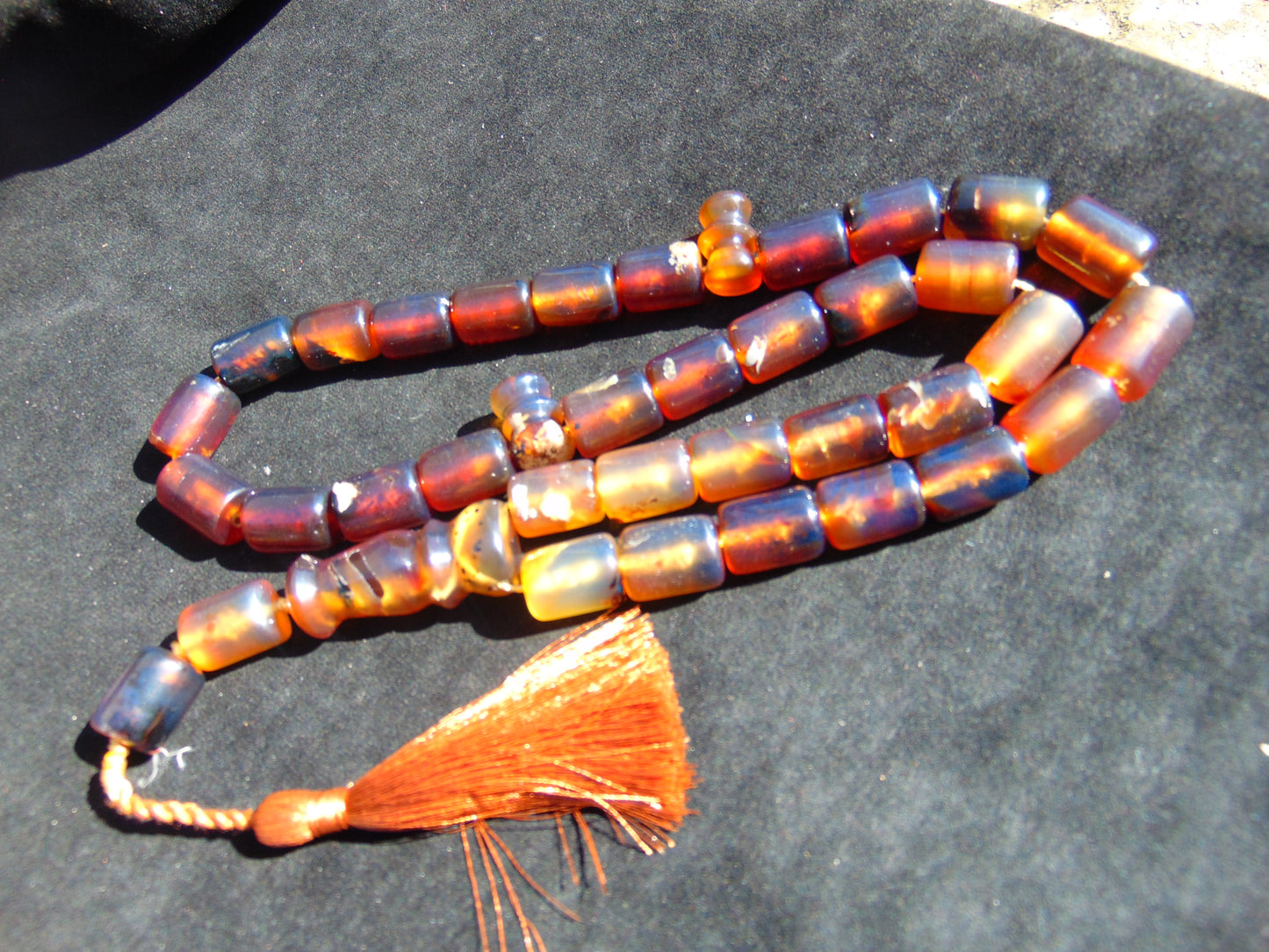 100 gr Tasbih Komboloi Rosary 35 Beads 12x16 mm Indonesian Violet Yellow Blue Amber for Healing 26TBER2