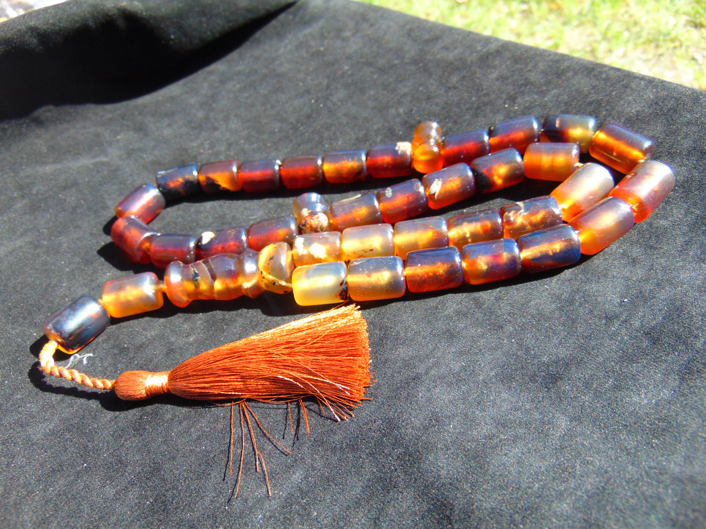 100 gr Tasbih Komboloi Rosary 35 Beads 12x16 mm Indonesian Violet Yellow Blue Amber for Healing 26TBER2