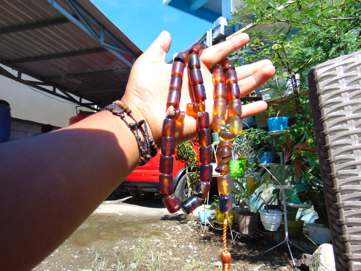 100 gr Tasbih Komboloi Rosary 35 Beads 12x16 mm Indonesian Violet Yellow Blue Amber for Healing 26TBER2