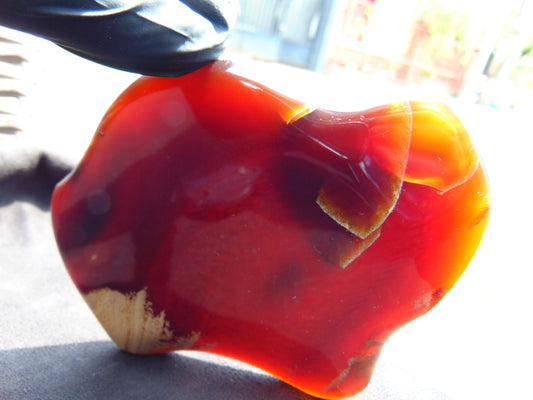 117 gram Slab polished Indonesian Sumatra Cherry Red Amber for Healing 25N161