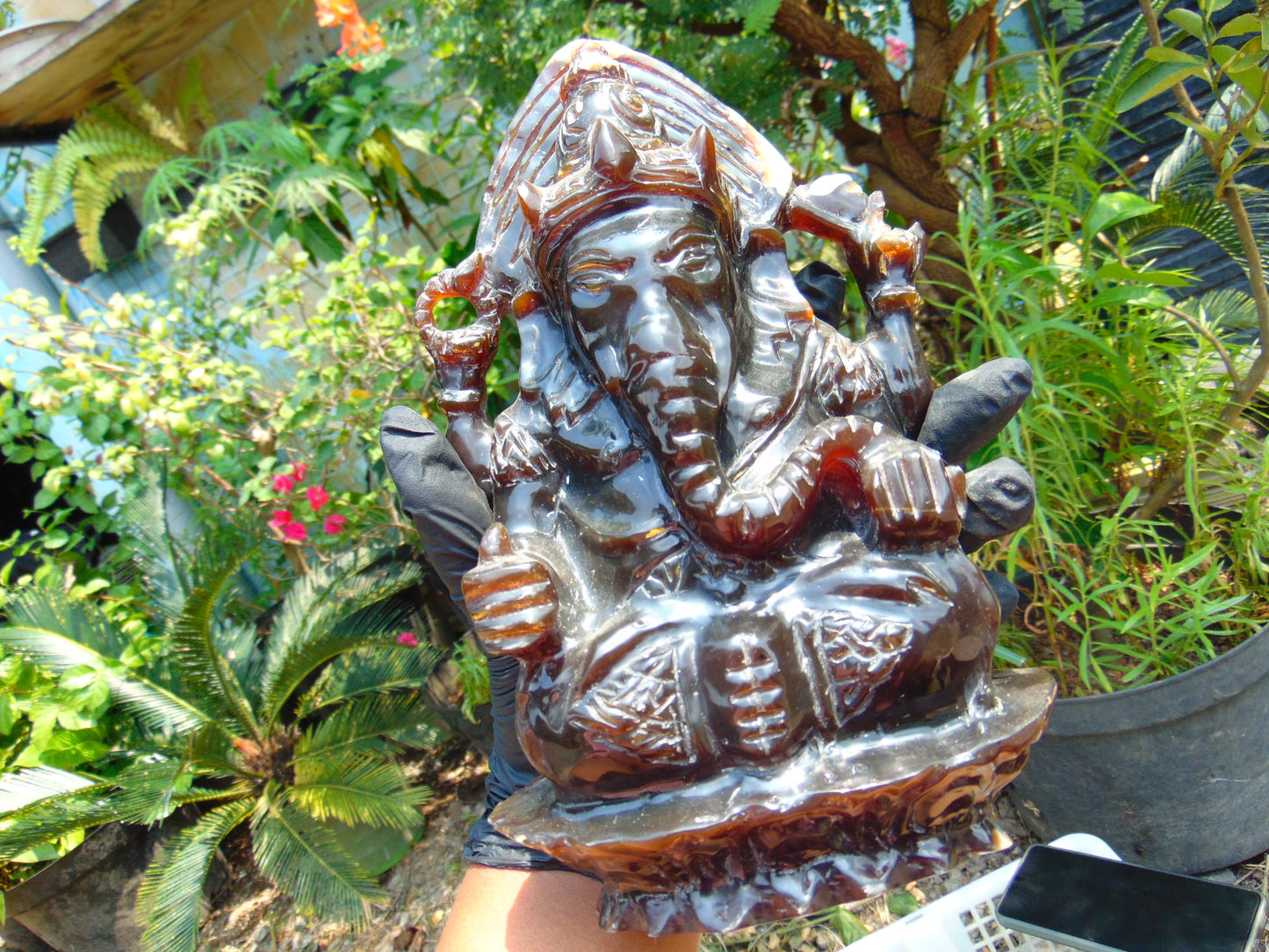 934 grams Ganesha Carving 24x15x8 cm 3D Indonesian Amber for healing 26CG1