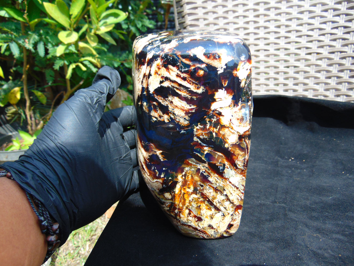 1260 gr Full Polished 18x10x9 mm Block Indonesia Zebra Amber for Healing AR225