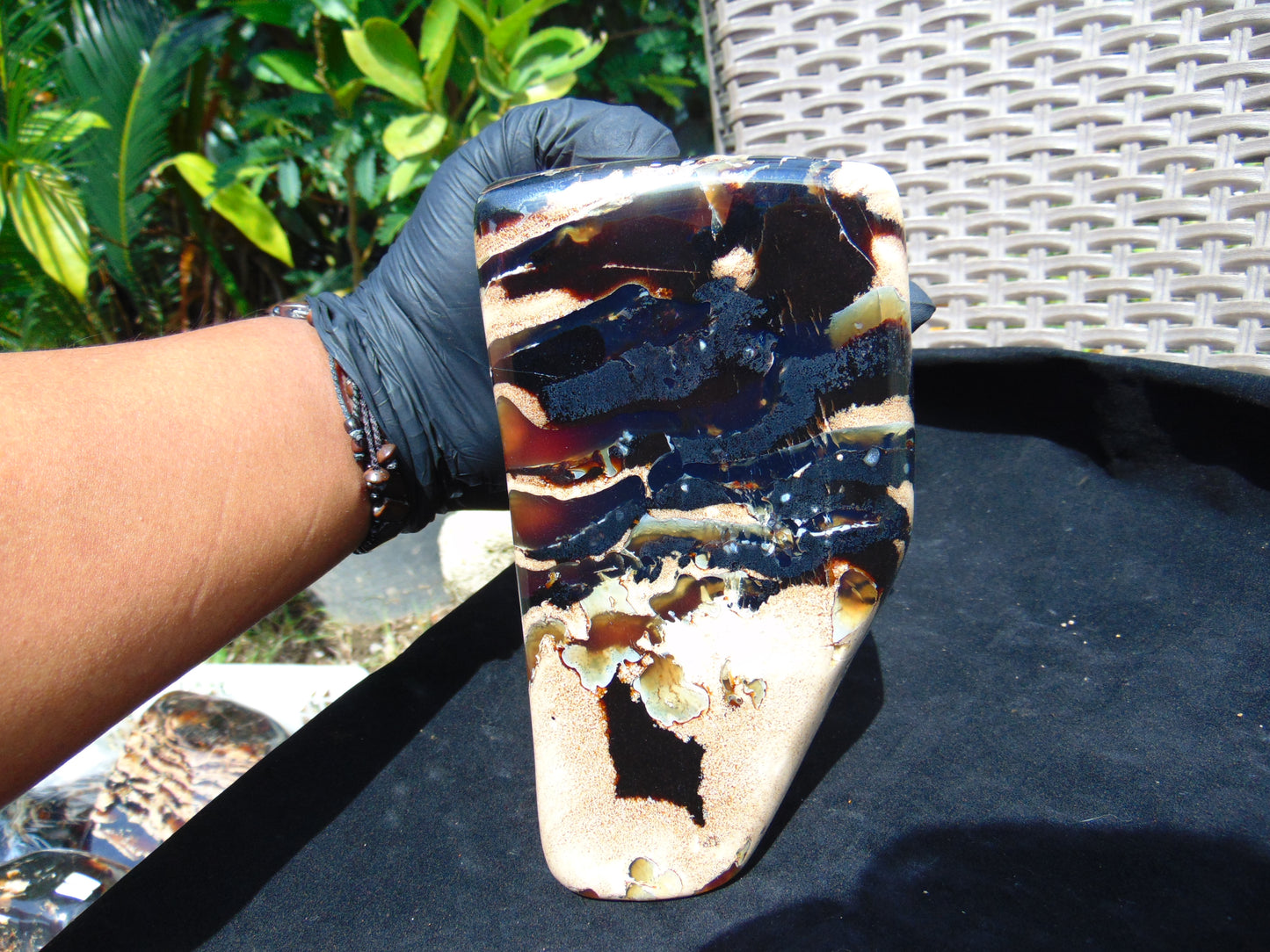 1260 gr Full Polished 18x10x9 mm Block Indonesia Zebra Amber for Healing AR225