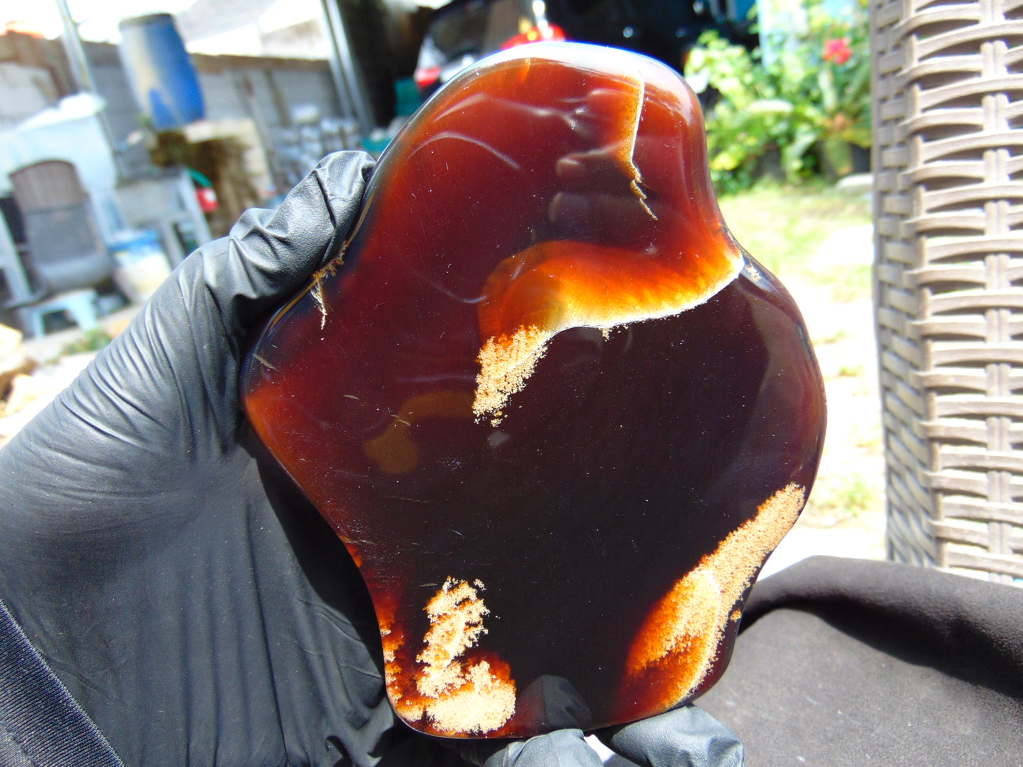 117 gram Slab polished Indonesian Sumatra Cherry Red Amber for Healing 25N161