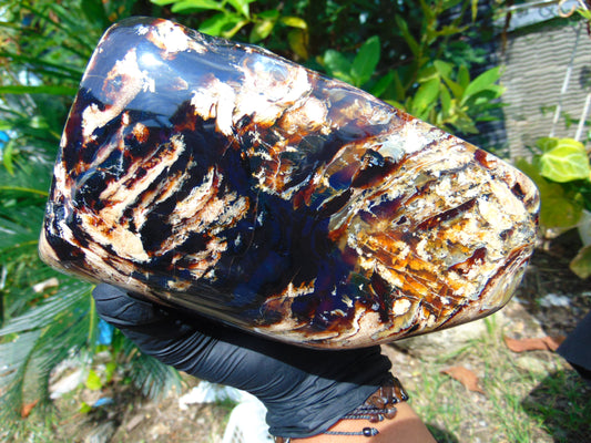 1260 gr Full Polished 18x10x9 mm Block Indonesia Zebra Amber for Healing AR225