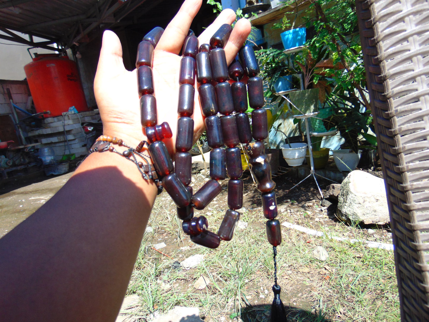 187 gr Komboloi Rosary 35 Beads 14x30 mm Indonesian Cherry Red Amber for Healing 26TBER9