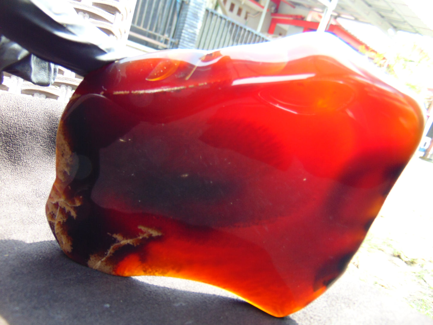 154 gram Slab polished Indonesian Sumatra Cherry Red Amber for Healing 25A200