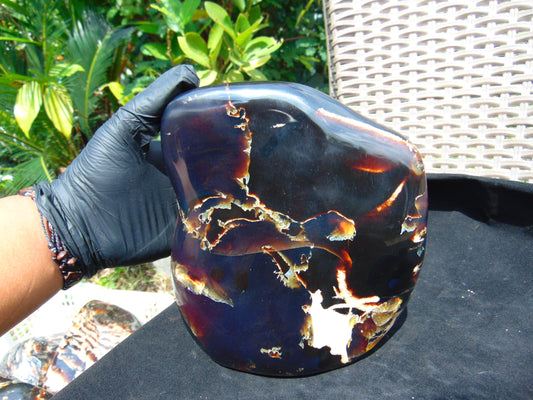 1560 gr Blue Polished 18x15x6 mm Indonesia Black Blue Amber for Healing 26ML176