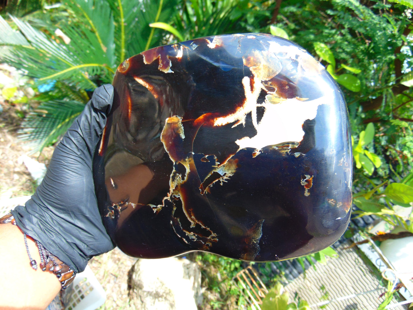 1560 gr Blue Polished 18x15x6 mm Indonesia Black Blue Amber for Healing 26ML176