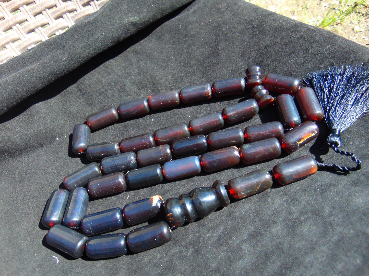 189 gr Big Tasbih Komboloi Rosary 35 Beads 14x30 mm Indonesian Cherry Red Amber for Healing 26TBER10