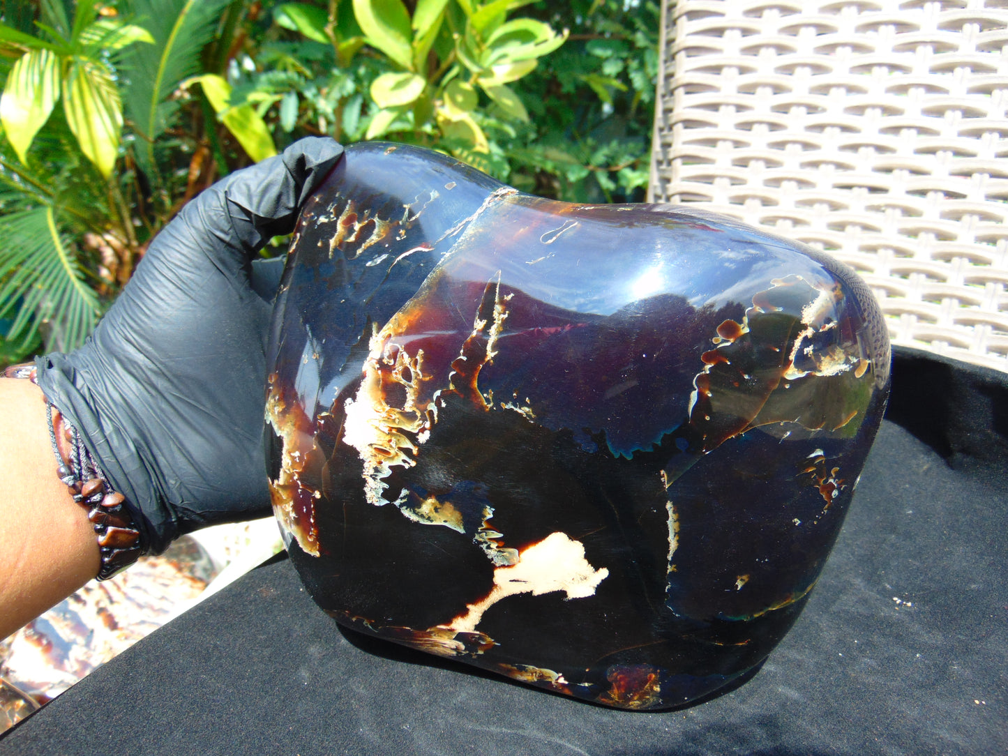 1560 gr Blue Polished 18x15x6 mm Indonesia Black Blue Amber for Healing 26ML176