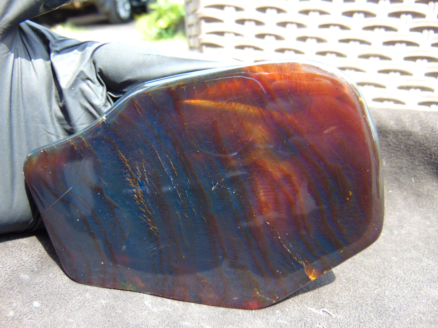 111 gram Slab polished Indonesian Sumatra Dark Blue Amber for Healing 25Y122