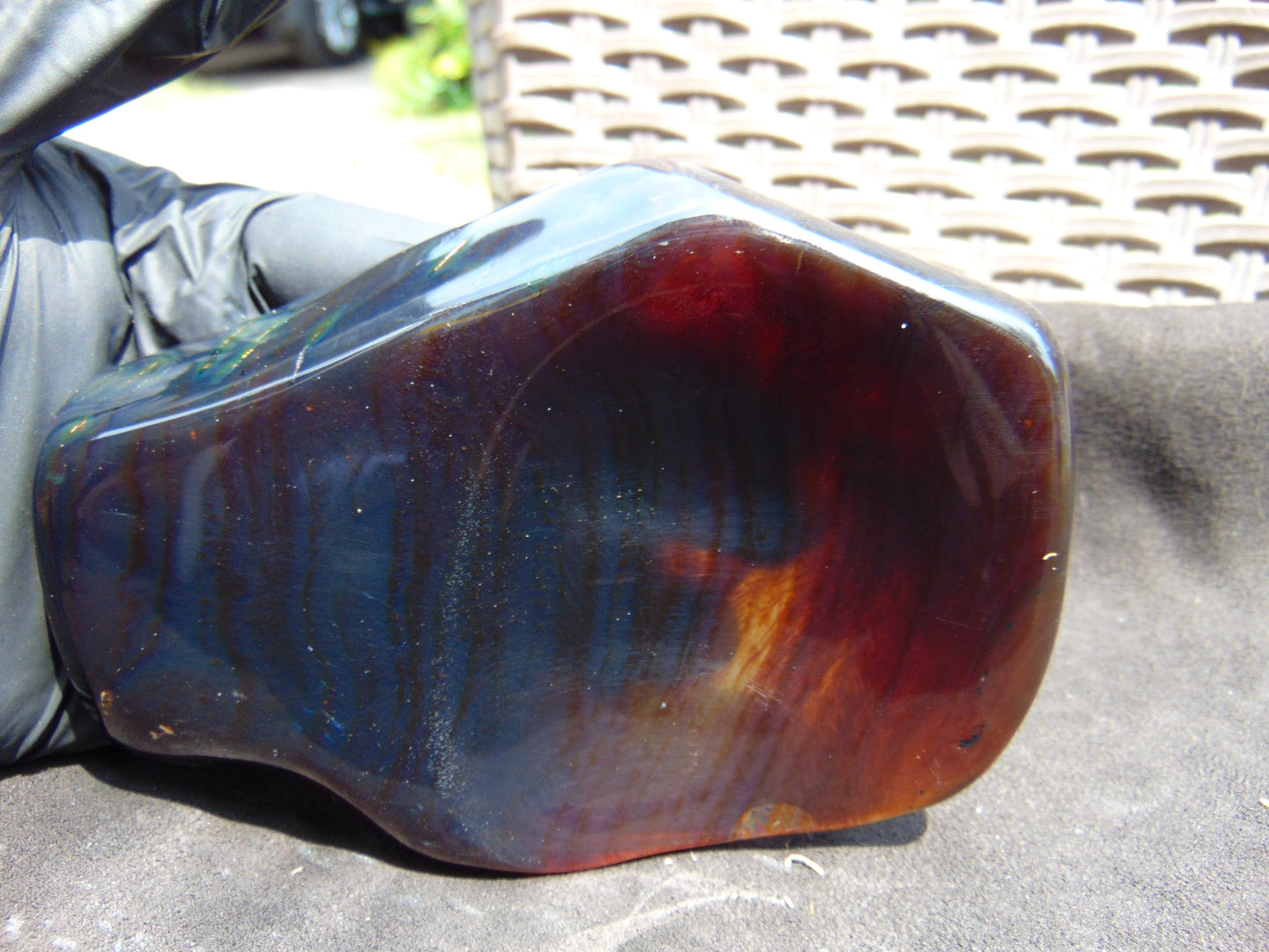 111 gram Slab polished Indonesian Sumatra Dark Blue Amber for Healing 25Y122