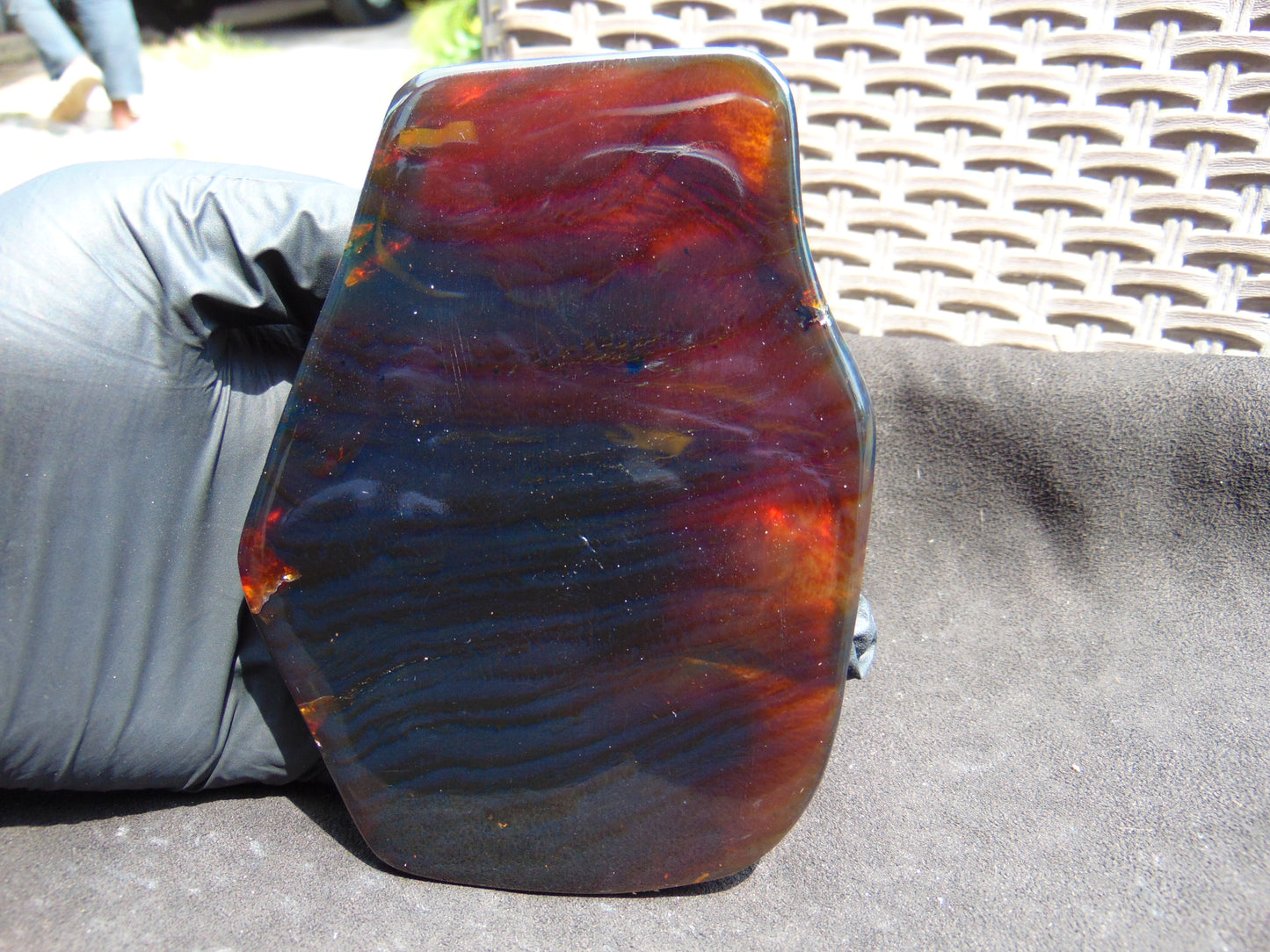 111 gram Slab polished Indonesian Sumatra Dark Blue Amber for Healing 25Y122