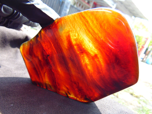 111 gram Slab polished Indonesian Sumatra Dark Blue Amber for Healing 25Y122