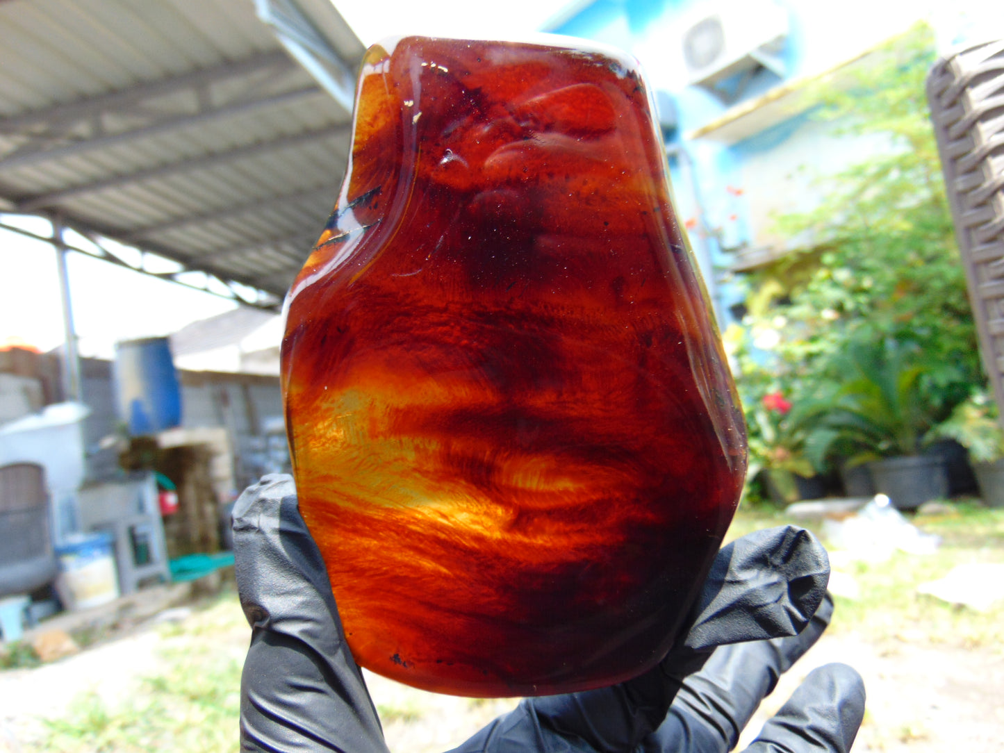 111 gram Slab polished Indonesian Sumatra Dark Blue Amber for Healing 25Y122