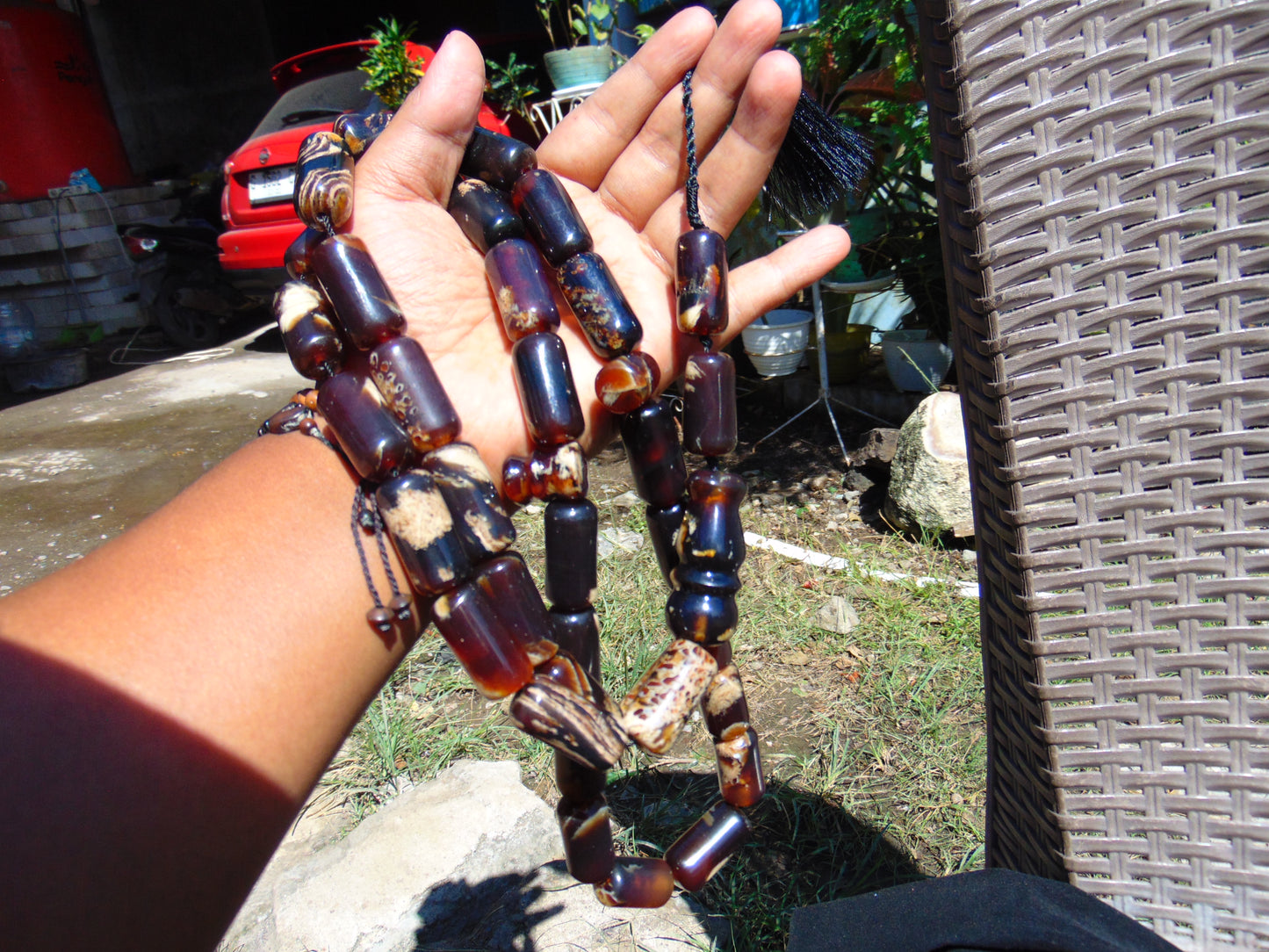 188 gr Big Tasbih Komboloi Rosary 35 Beads 14x30 mm Indonesian white blue Amber for Healing 26TBER11