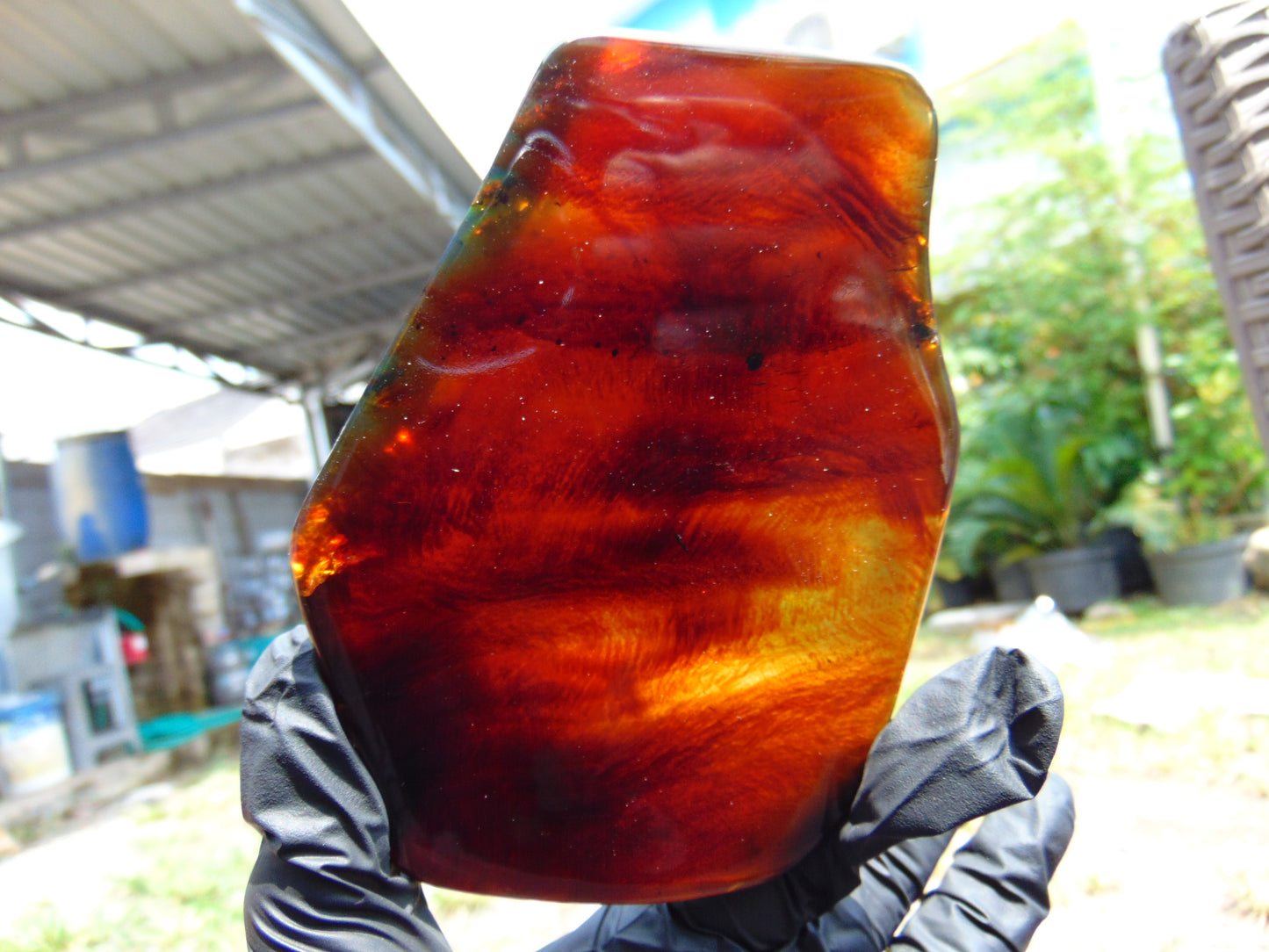 111 gram Slab polished Indonesian Sumatra Dark Blue Amber for Healing 25Y122