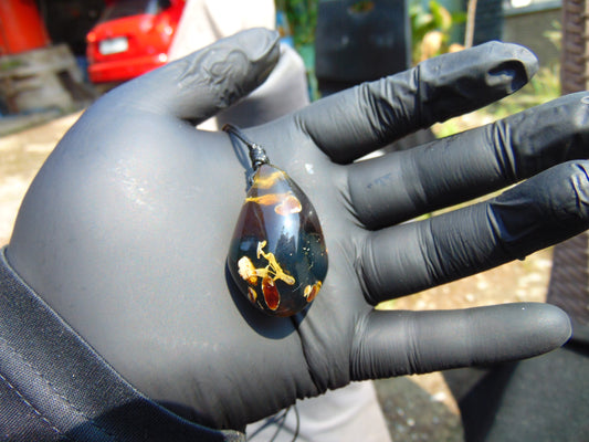 12 gram Teardrop Pendant Indonesian Blue Amber for Healing ES20
