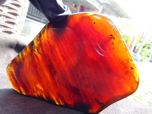 90 gram Slab polished Indonesian Sumatra Cherry Red Amber for Healing 25A208