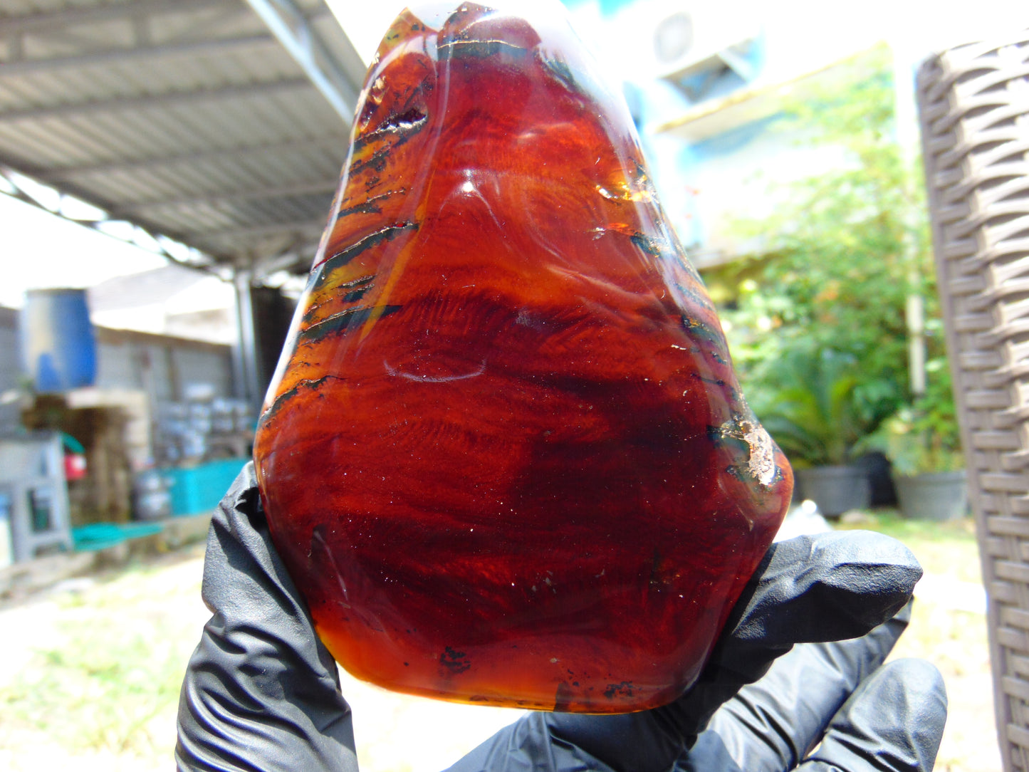 90 gram Slab polished Indonesian Sumatra Cherry Red Amber for Healing 25A208