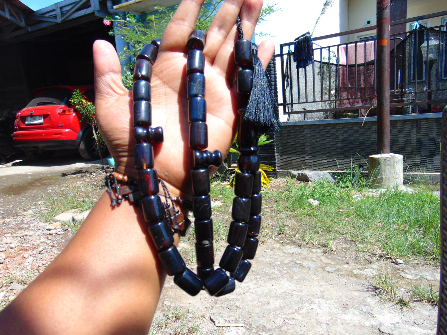 100 gr Komboloi Rosary 35 Beads Indonesian Black Blue Amber for Healing 26TBER6