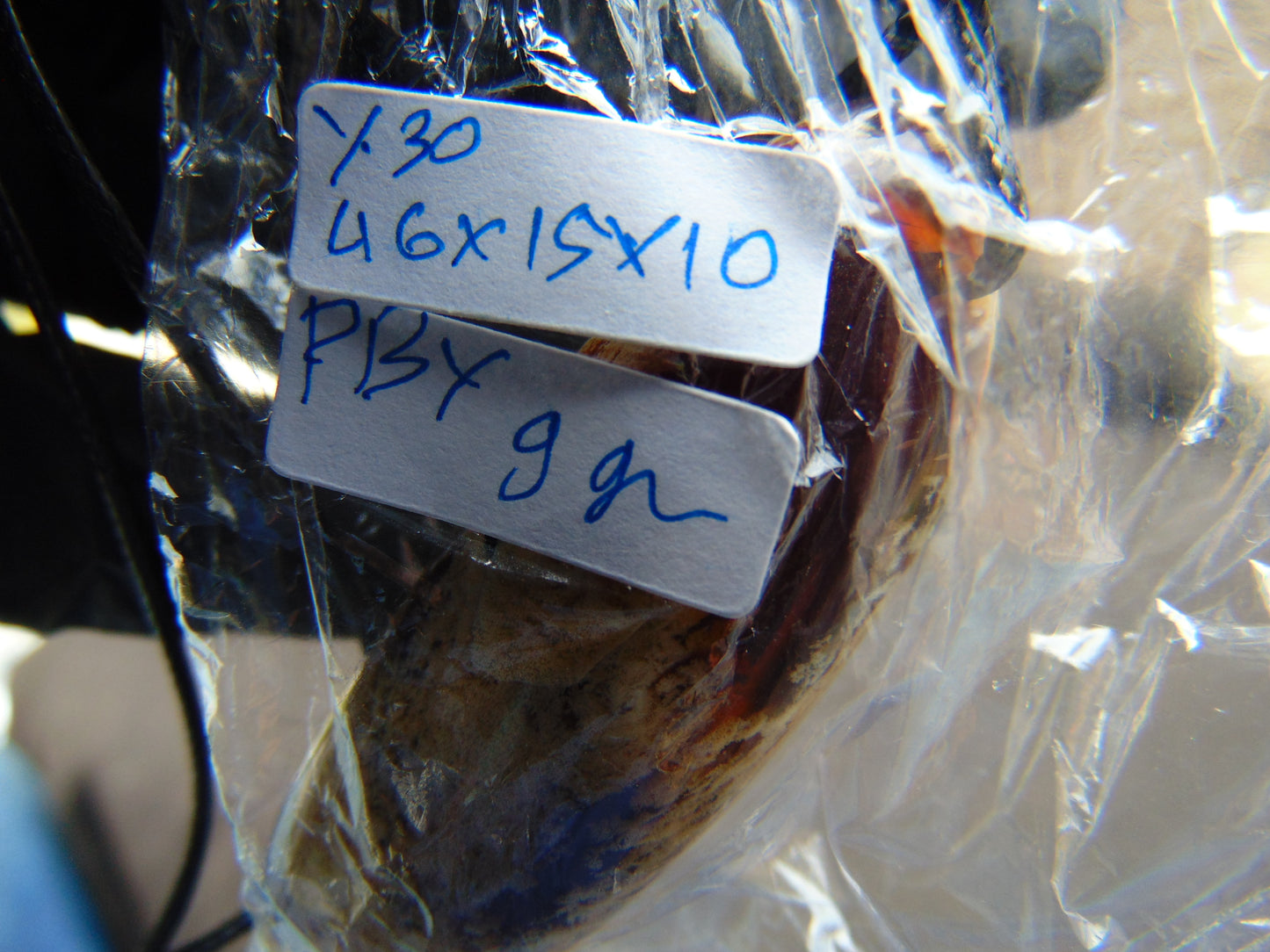 9 gr Pendant 46x15x10 mm  Indonesian blue Amber for Healing PBY30