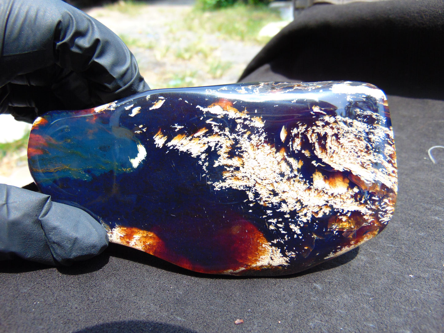121 gram Slab polished Indonesian Sumatra Blue Amber for Healing 25Y104