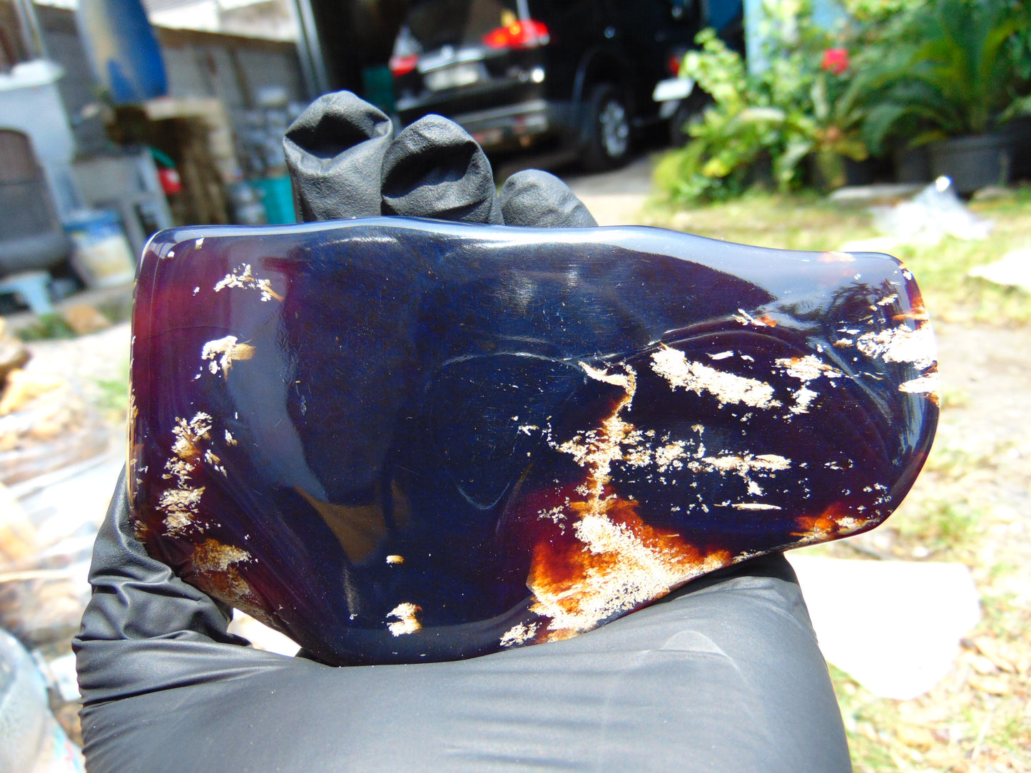 121 gram Slab polished Indonesian Sumatra Blue Amber for Healing 25Y104