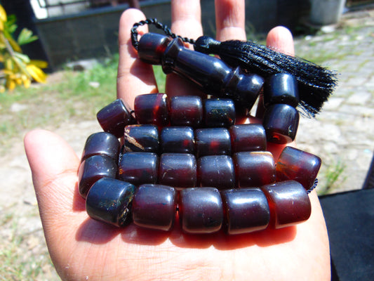 64 gr Komboloi Rosary 23 Beads Indonesian Cherry Red Amber for Healing 26COER3