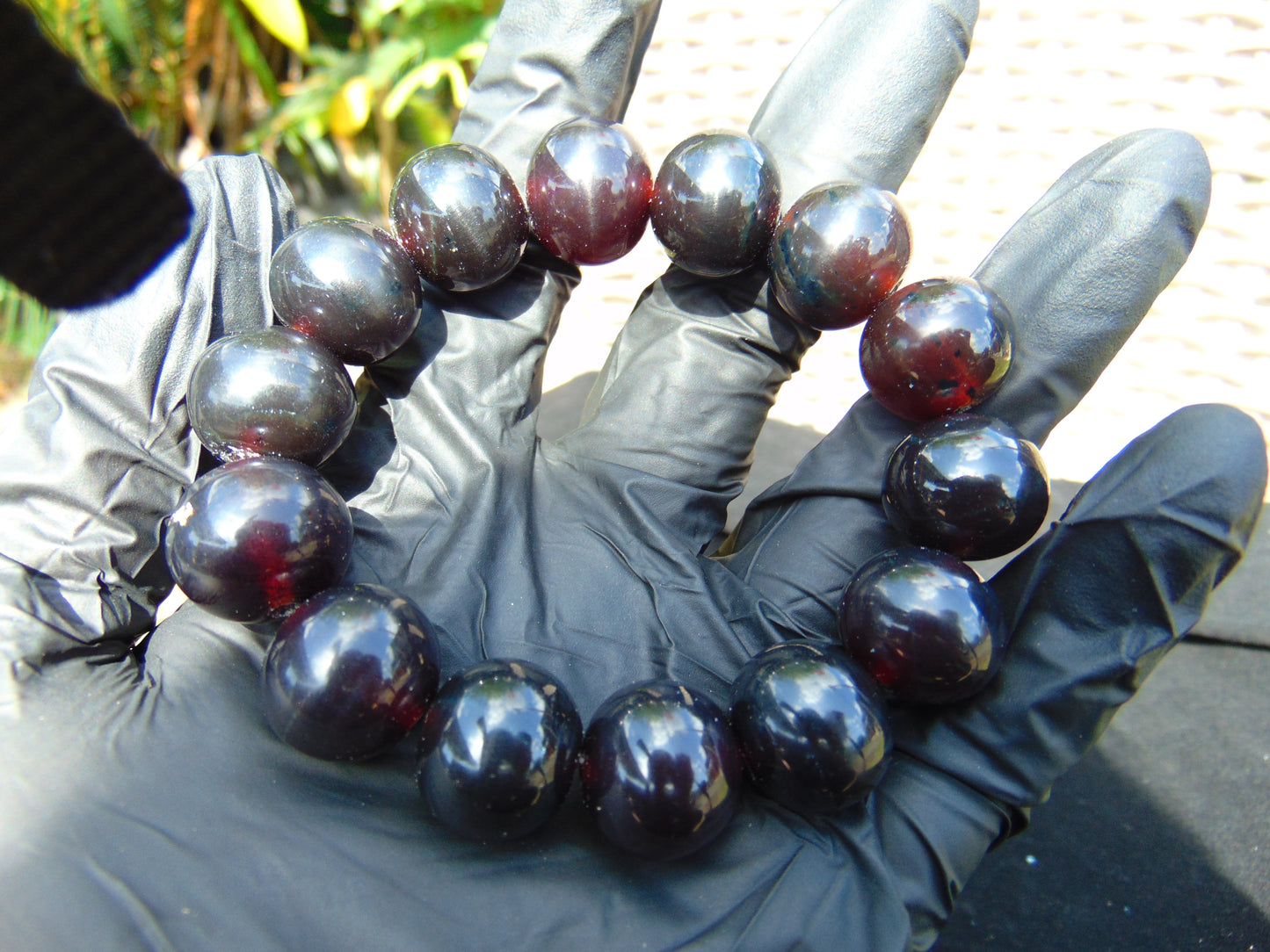 35  gram 14 Beads Mala Bracelet Indonesian Cherry Red Amber 16 mm for Healing A14G269