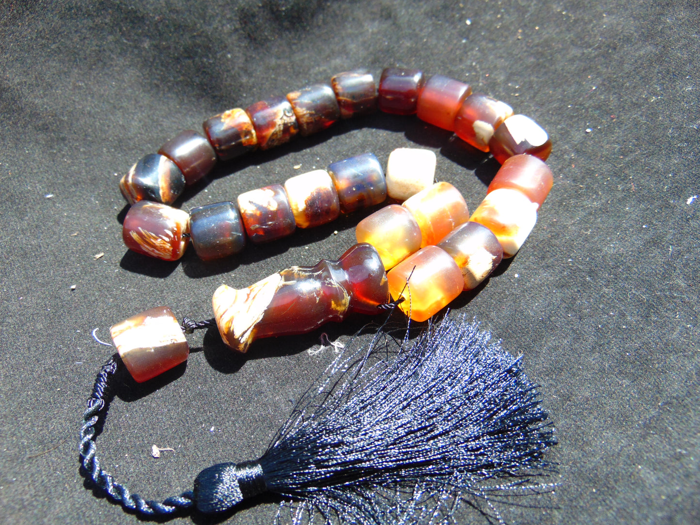 63 gr Komboloi Rosary  Beads Indonesian white Red Amber for Healing 26COER1