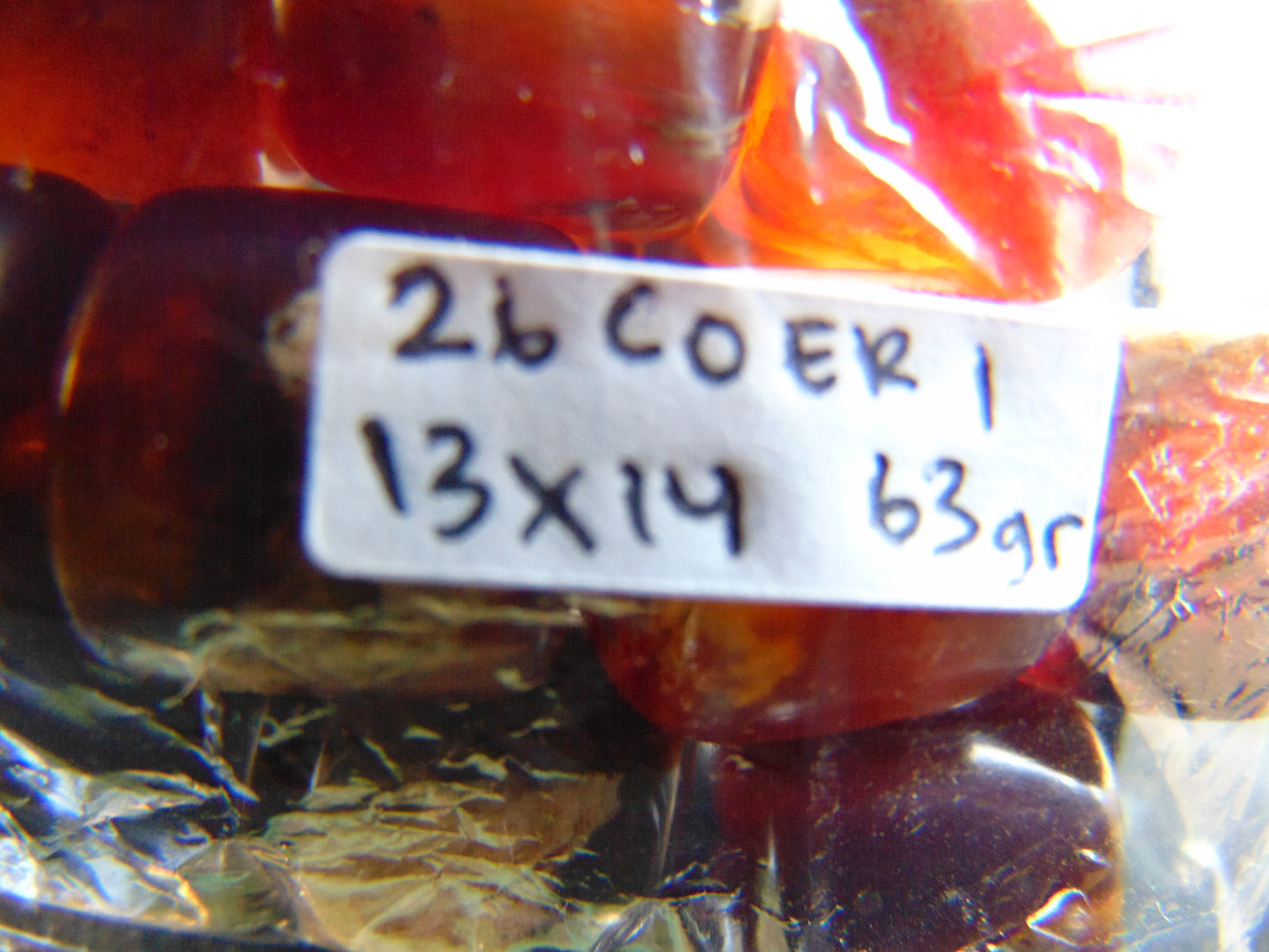 63 gr Komboloi Rosary  Beads Indonesian white Red Amber for Healing 26COER1