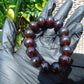 35 gram 14 Beads Mala Bracelet Indonesian Blue Cherry Red Amber 16 mm for Healing A14G275