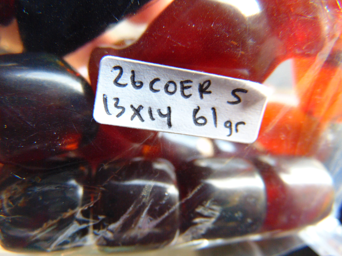 61 gr Komboloi Rosary 23 Beads 13x14 mm Indonesian Red Blue Amber for Healing 26COER5