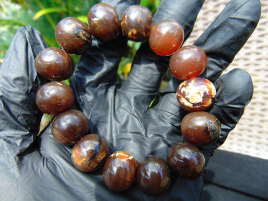 35 gram 14 Beads Mala Bracelet Indonesian Red Amber 16 mm for Healing A14G276