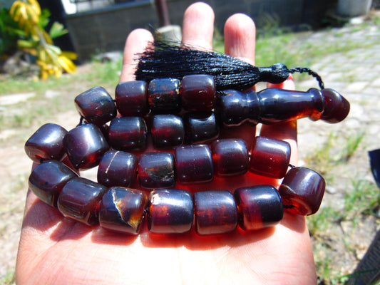 60 gr Komboloi Rosary 23 Beads 13x14 mm Indonesian Red Amber for Healing 26COER4