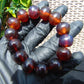 35  gram 14 Beads Mala Bracelet Indonesian Blue Cherry Red Amber 16 mm for Healing A14G271