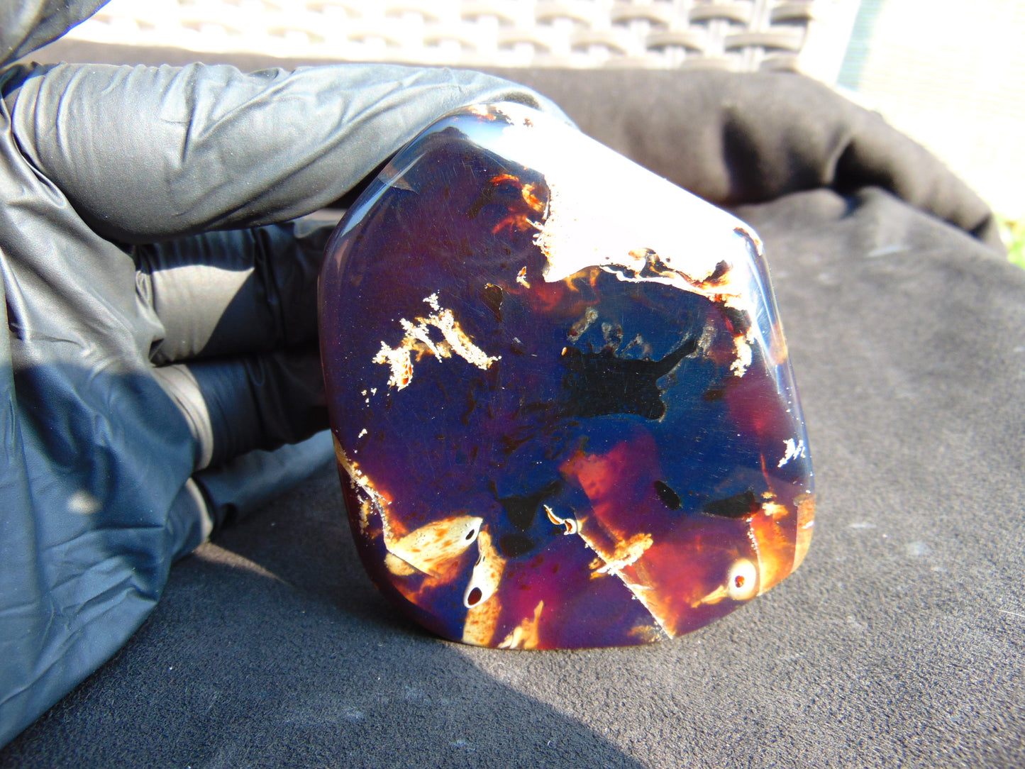 70 gram Slab polished Indonesian Sumatra Blue Amber for Healing 25Y117