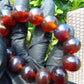35  gram 14 Beads Mala Bracelet Indonesian Blue Cherry Red Amber 16 mm for Healing A14G273