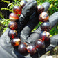 35  gram 14 Beads Mala Bracelet Indonesian Blue Cherry Red Amber 16 mm for Healing A14G274