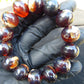 35  gram 14 Beads Mala Bracelet Indonesian Blue Cherry Red Amber 16 mm for Healing A14G274