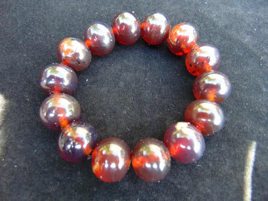 35  gram 14 Beads Mala Bracelet Indonesian Crystal Red Amber 16 mm for Healing A14G268