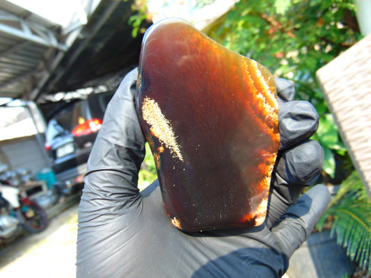40 gram Slab Slim  polished Indonesian Dark Blue Amber for Healing 25A193
