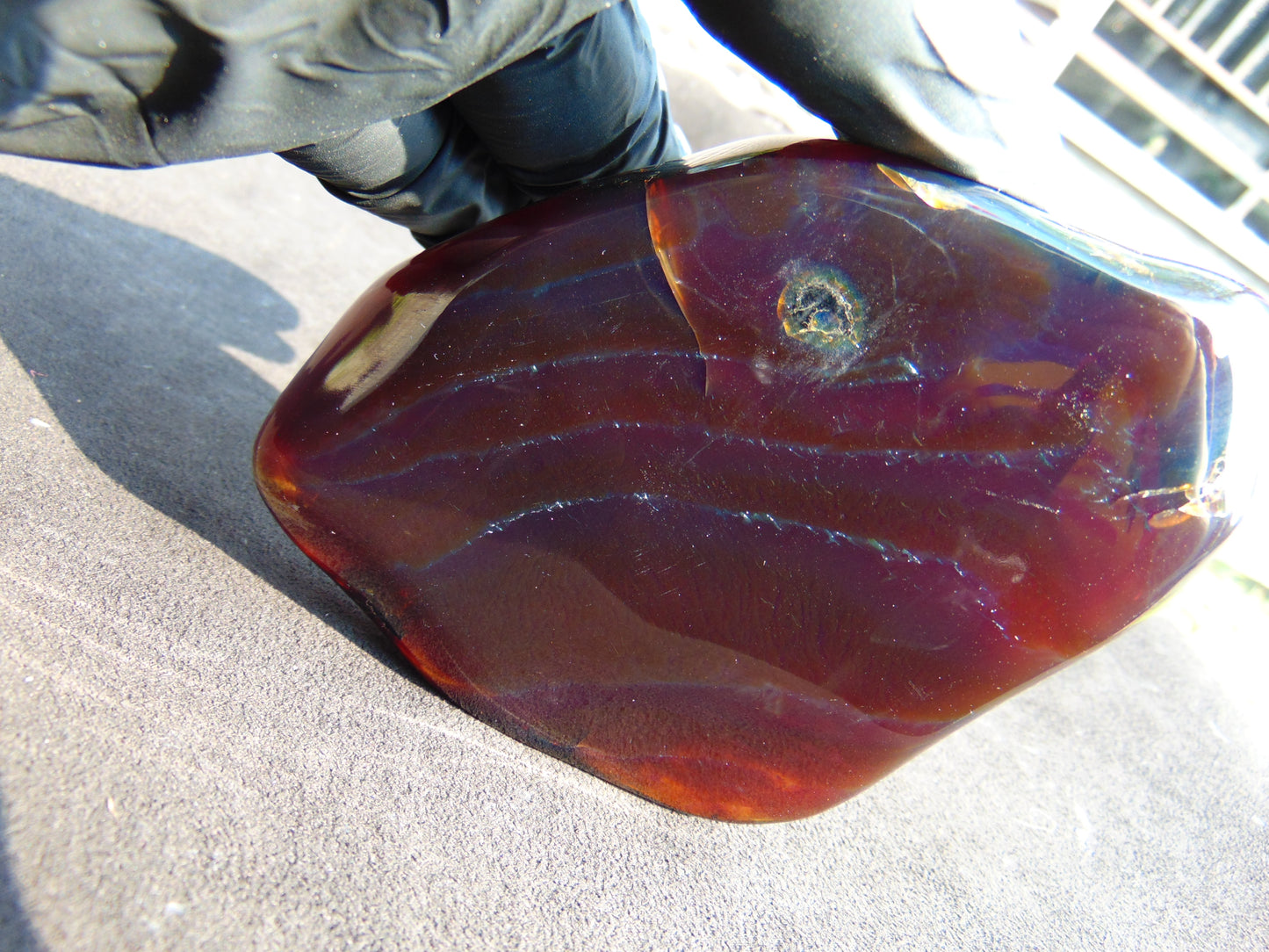 111 gram Slab Slim polished Indonesian Cherry Red Amber for Healing 25A206