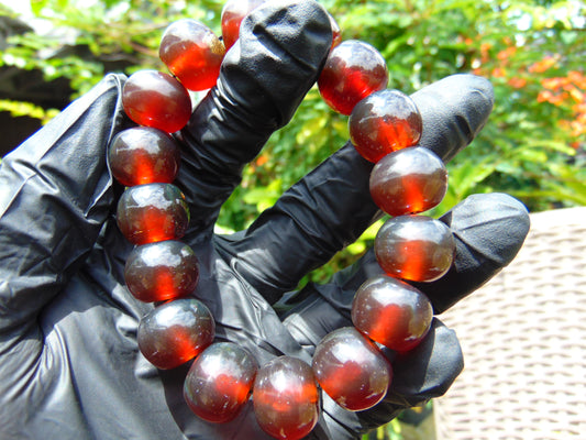 16 Beads Mala Bracelet Indonesian Cherry Red Amber for Healing A16G202