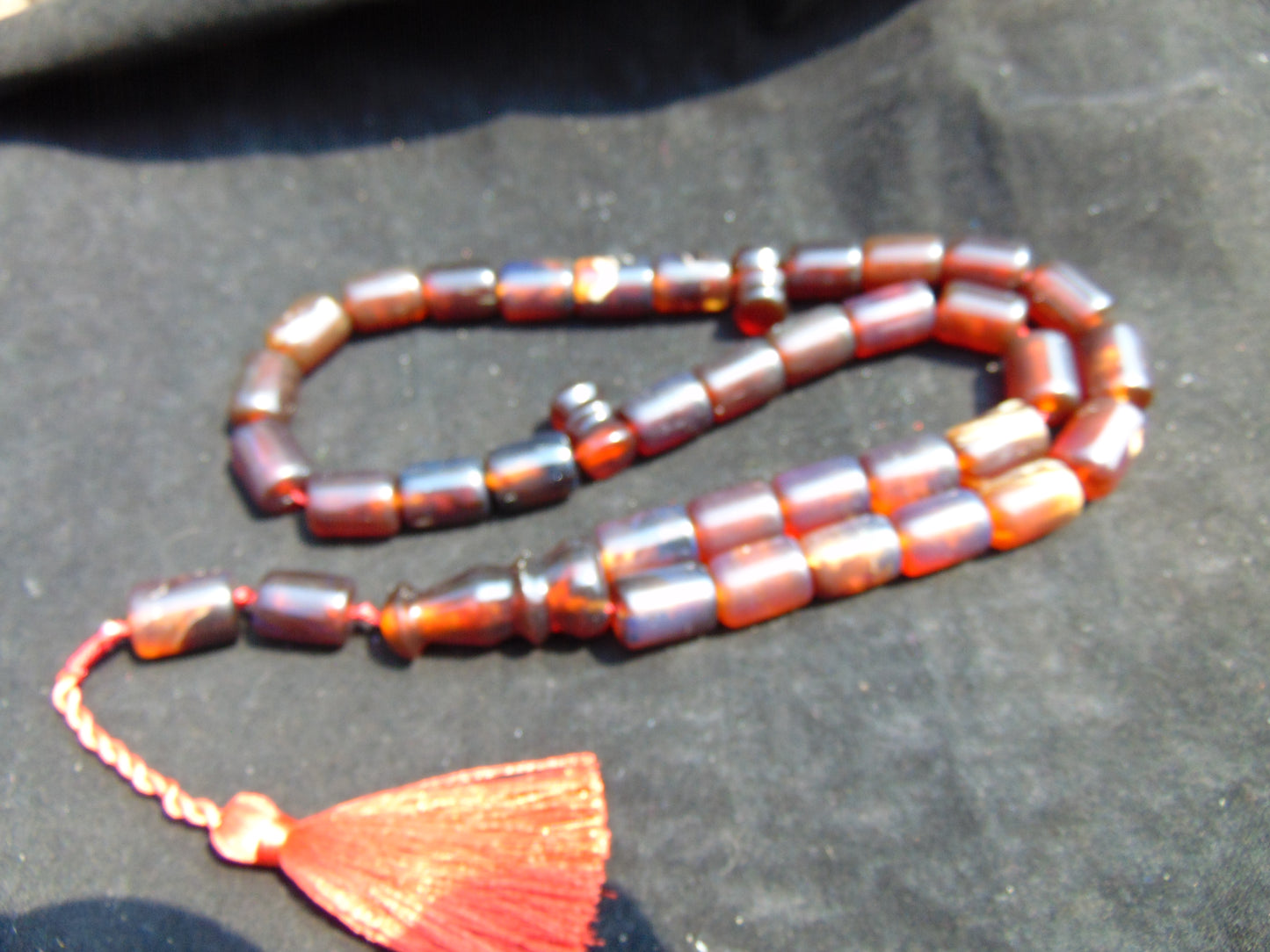 100 gr Komboloi Rosary 33+2 Beads 12x16 mm Indonesian Red Blue Amber for Healing 26RF22